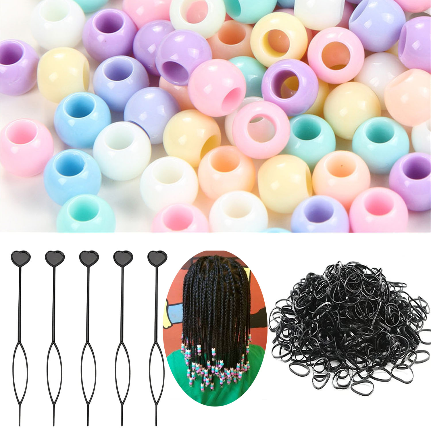 101pcs/Bag Kids Box Braids Beautiful Hair Beads Sets for Multicoloured Beads for Hair Gift for Child In Braiding Hair Extensions